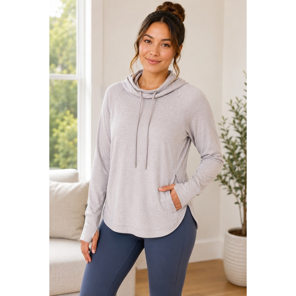 Athleta Uptempo Hoodie Sweatshirt Women's XSP Grey Pullover Athleisure Casual